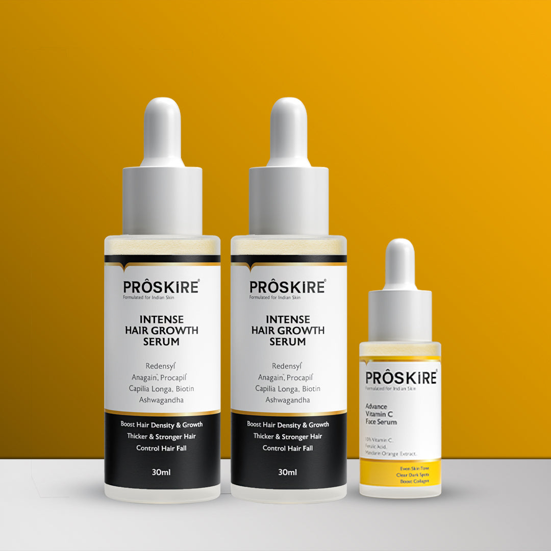 Intense Hair Growth Serum for Hair Fall Control Boost Density & Hair Growth Pack of 2 + Vitamin C Serum
