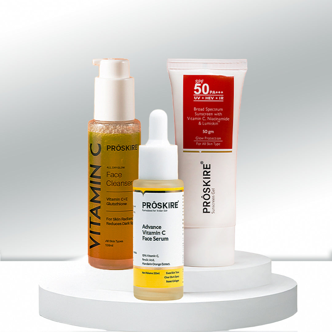 Proskire Glow Essentials Kit β Cleanser, Face Serum & Sunscreen for Radiant Skin