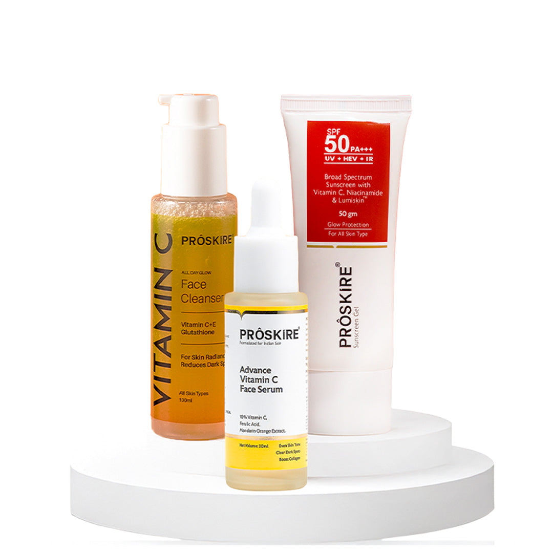Proskire Glow Essentials Kit β Cleanser, Face Serum & Sunscreen for Radiant Skin