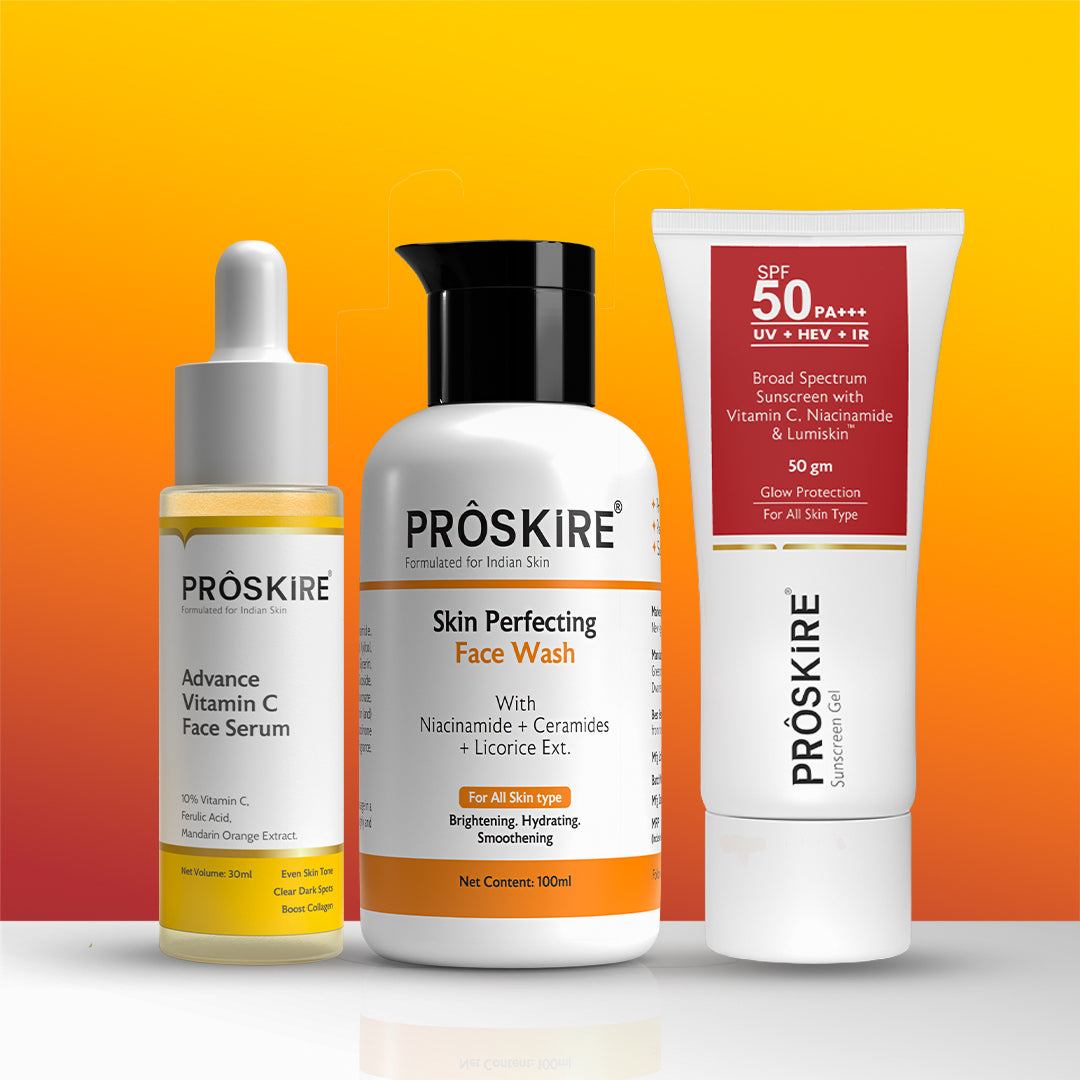 Vitamin C Serum, Face Wash & Sunscreen Combo – Brighten, Cleanse & Protect