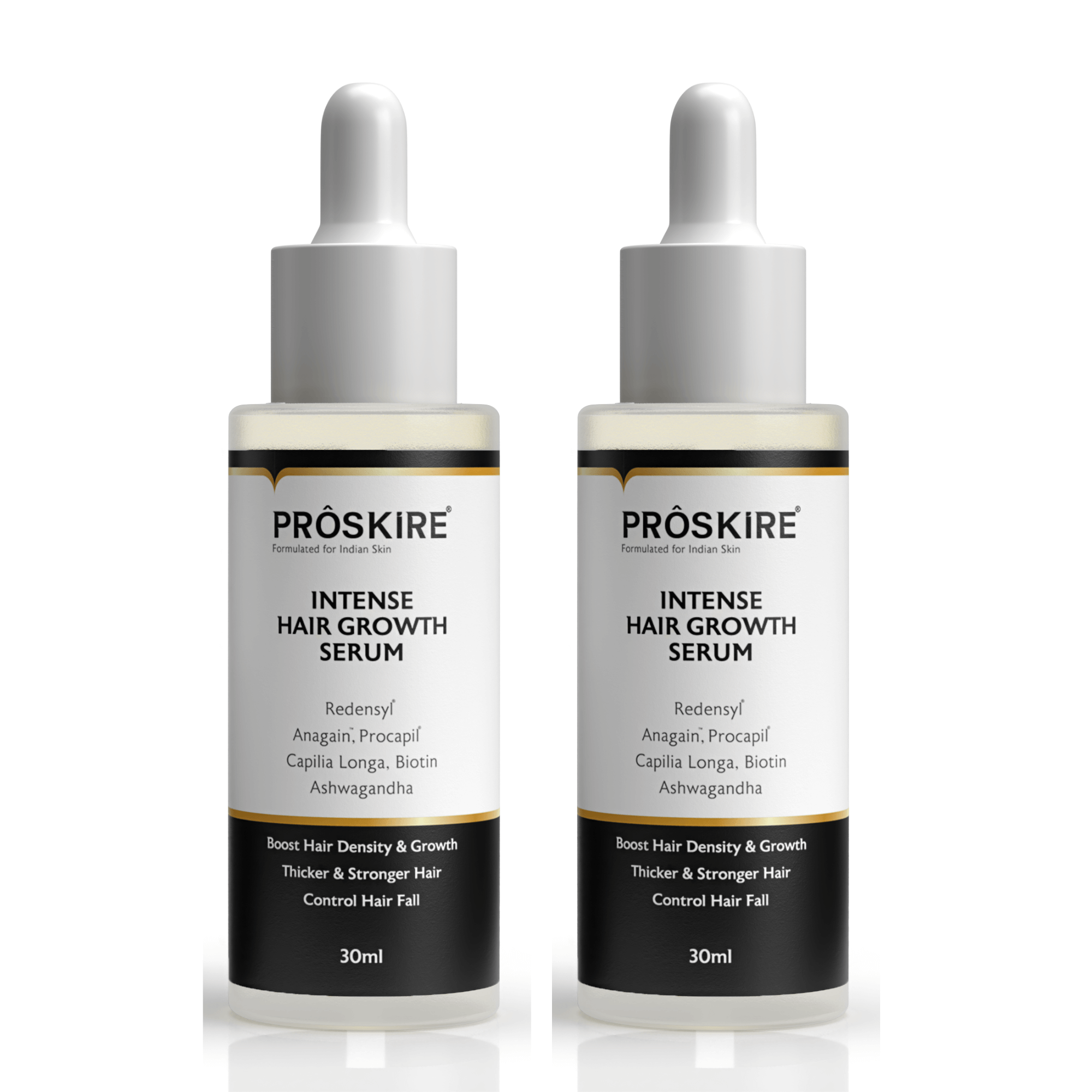 Intense Hair Growth Serum for Hair Fall Control Boost Density & Hair Growth Pack of 2 + Vitamin C Serum