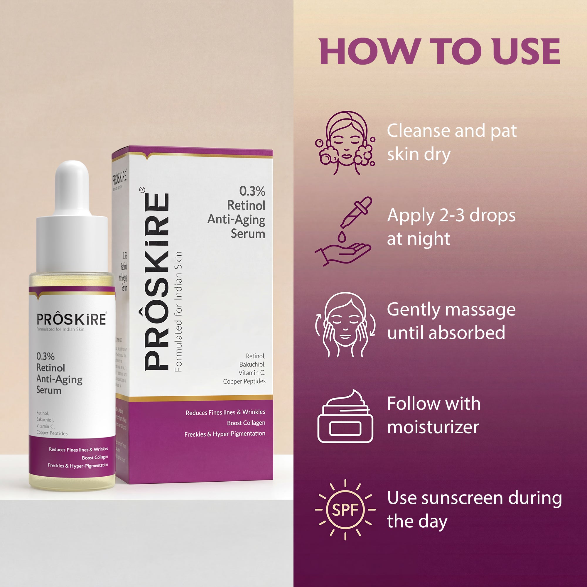 0.3% Retinol Serum Wrinkle, Fine Line & Freckle Treatment (30ml)