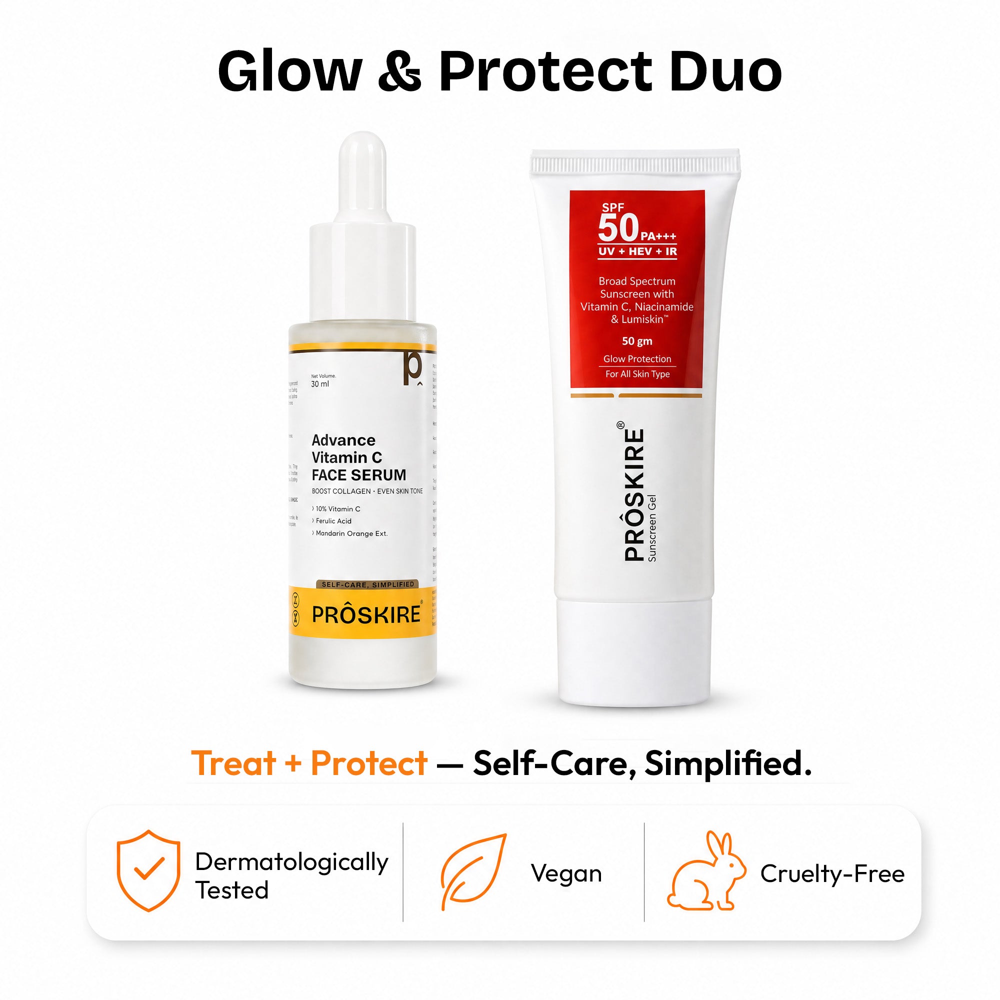 Vitamin C Serum + SPF 50  Skin Glow & Sun Protection (30ml + 50gm)