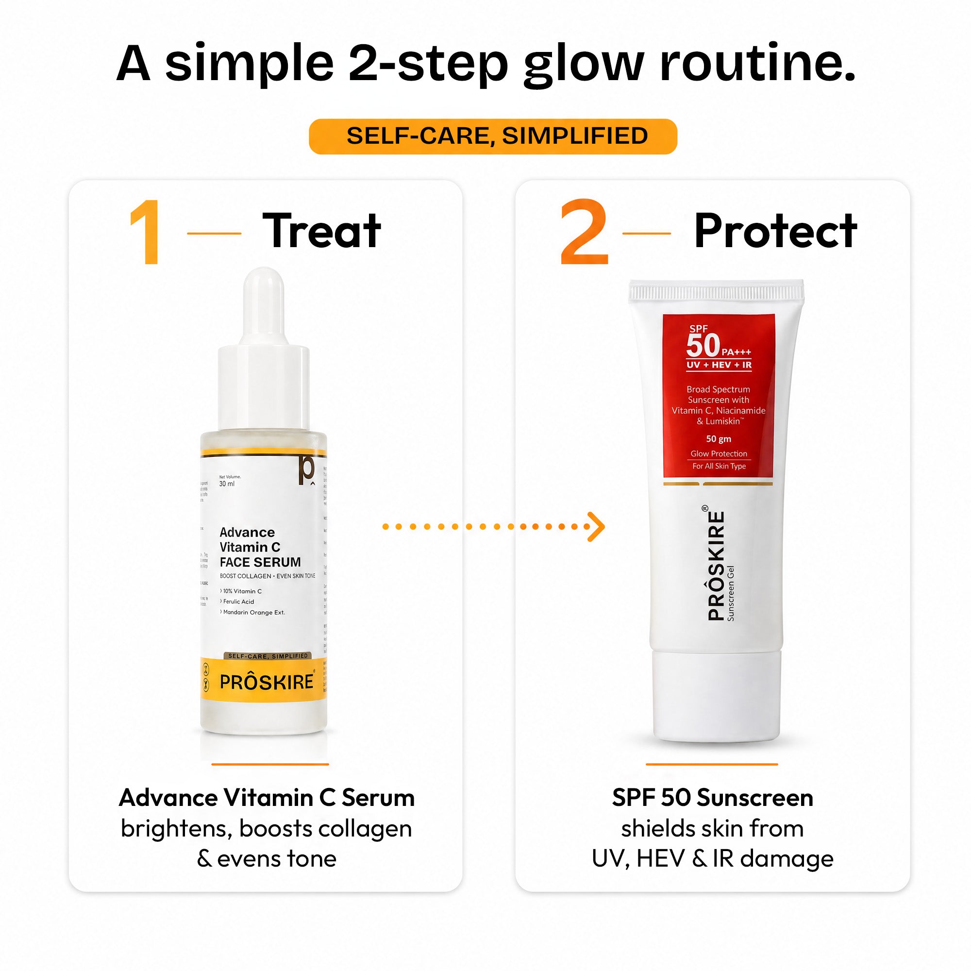 Vitamin C Serum + SPF 50  Skin Glow & Sun Protection (30ml + 50gm)