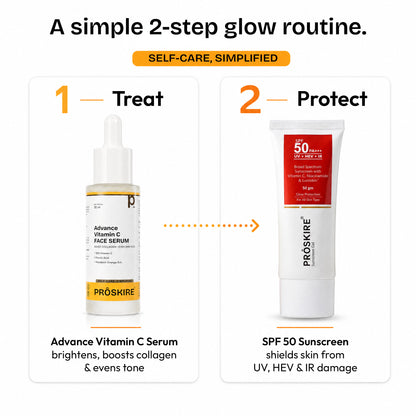 Vitamin C Serum + SPF 50  Skin Glow & Sun Protection (30ml + 50gm)