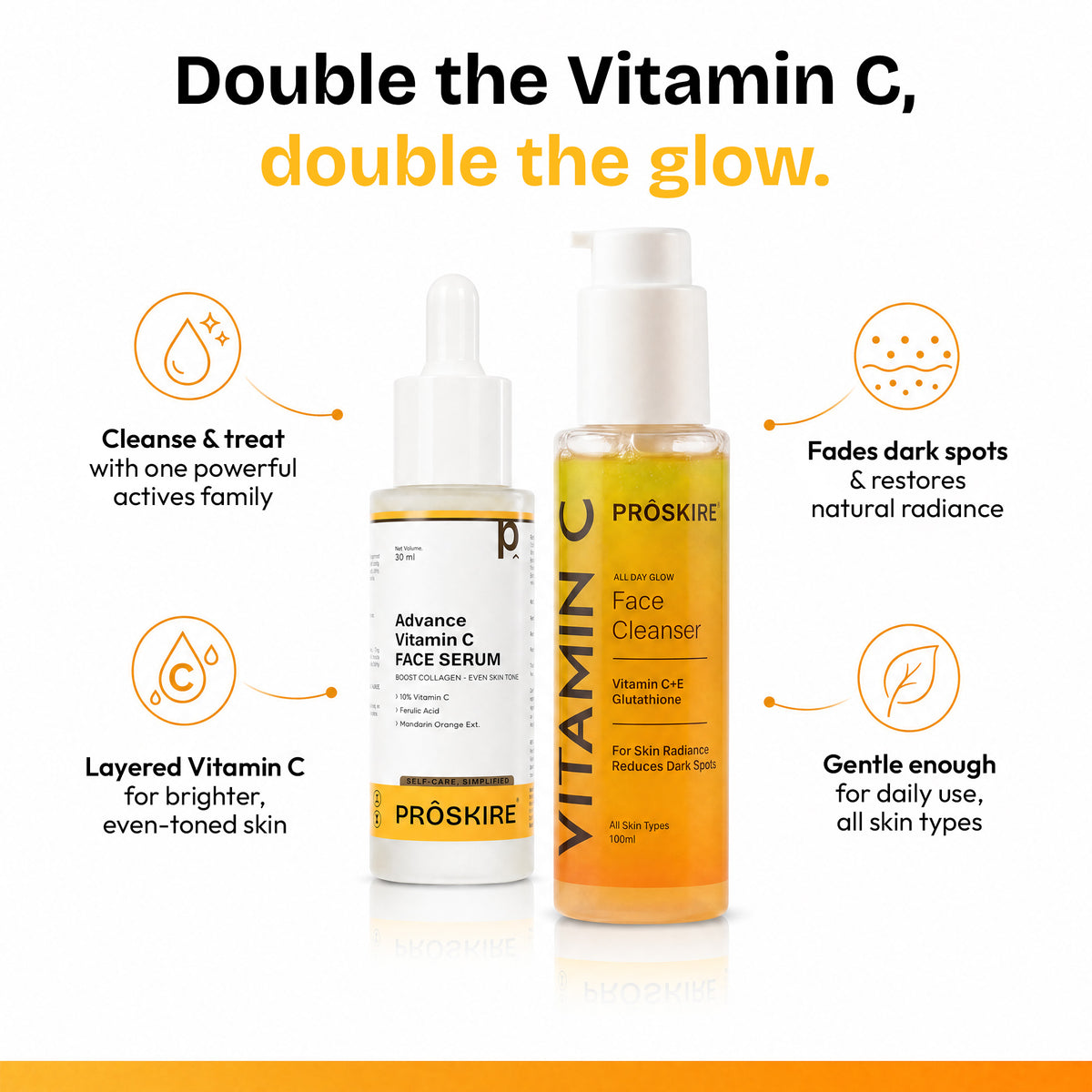 Vitamin C Serum + Vitamin C Face Cleanser (130ml)