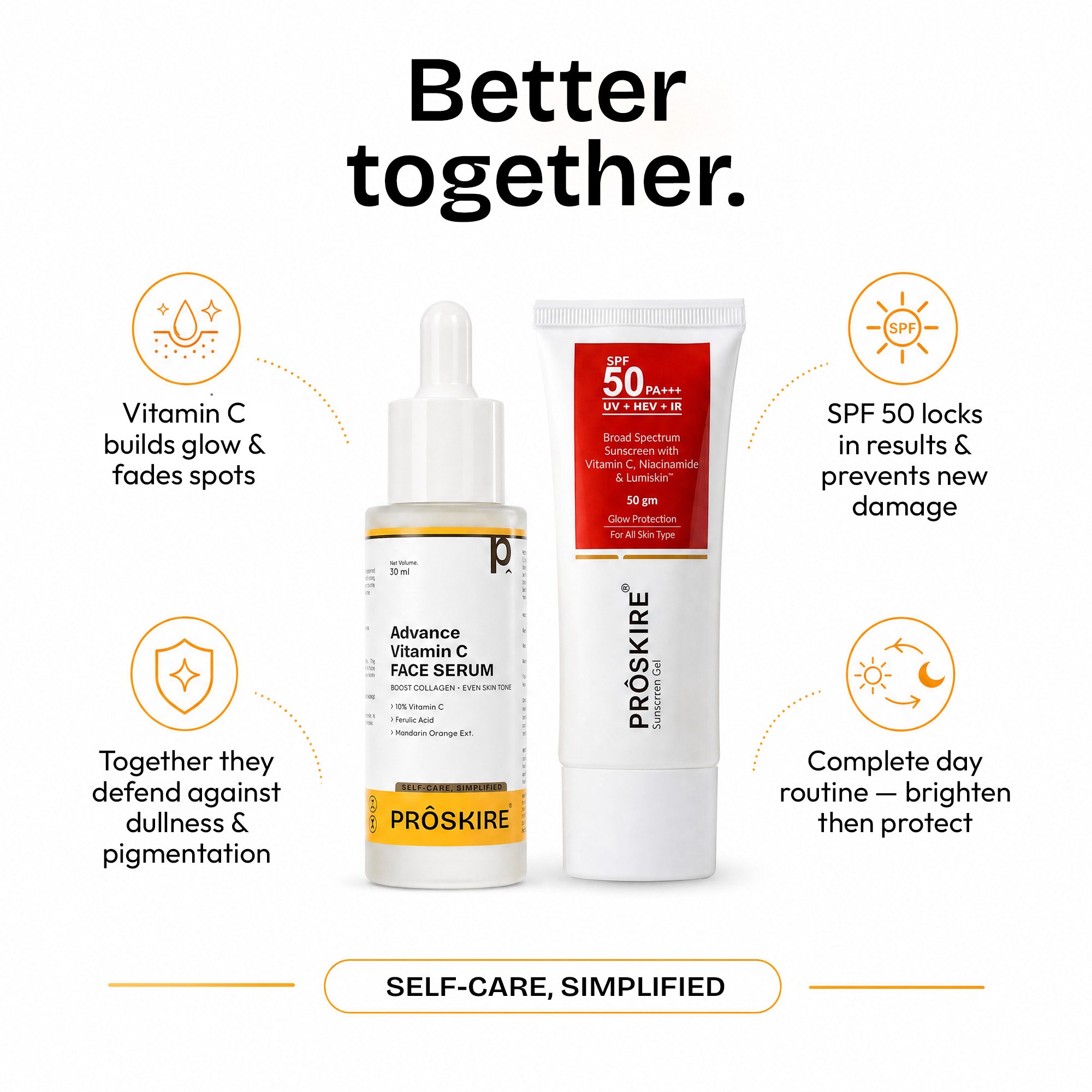 Vitamin C Serum + SPF 50  Skin Glow & Sun Protection (30ml + 50gm)