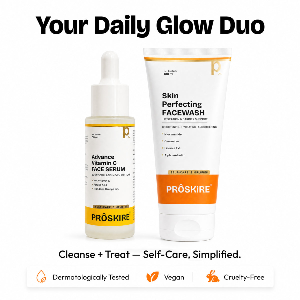 Vitamin C Serum with Skin Perfecting Face Wash Combo Pack of 2 (130ml)