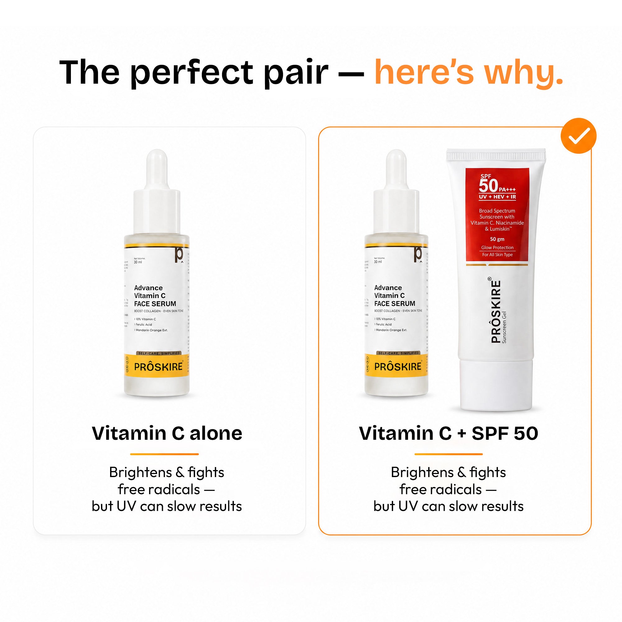 Vitamin C Serum + SPF 50  Skin Glow & Sun Protection (30ml + 50gm)