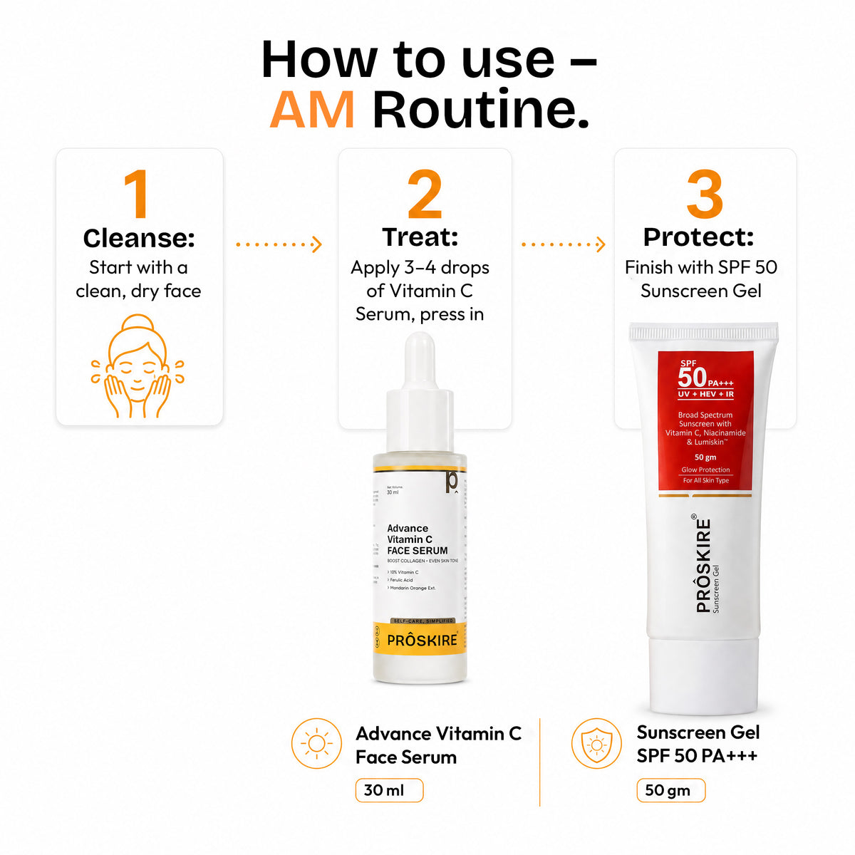 Vitamin C Serum + SPF 50  Skin Glow & Sun Protection (30ml + 50gm)