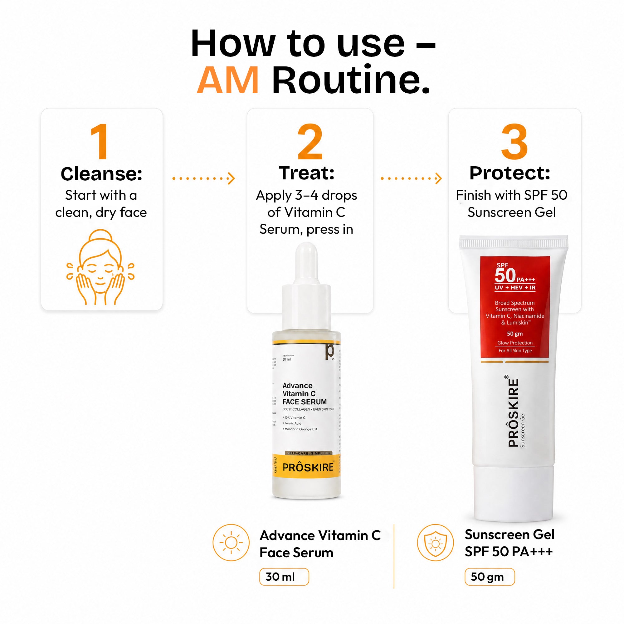 Vitamin C Serum + SPF 50  Skin Glow & Sun Protection (30ml + 50gm)