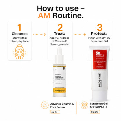 Vitamin C Serum + SPF 50  Skin Glow & Sun Protection (30ml + 50gm)