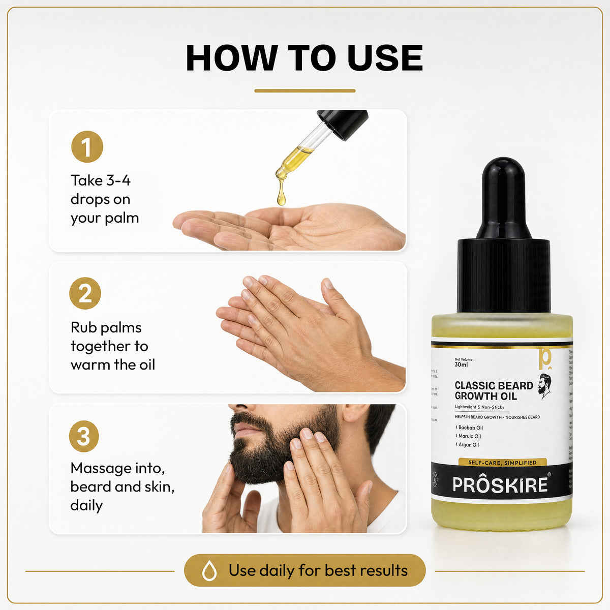 Proskire Classic Beard Growth Oil 30ml