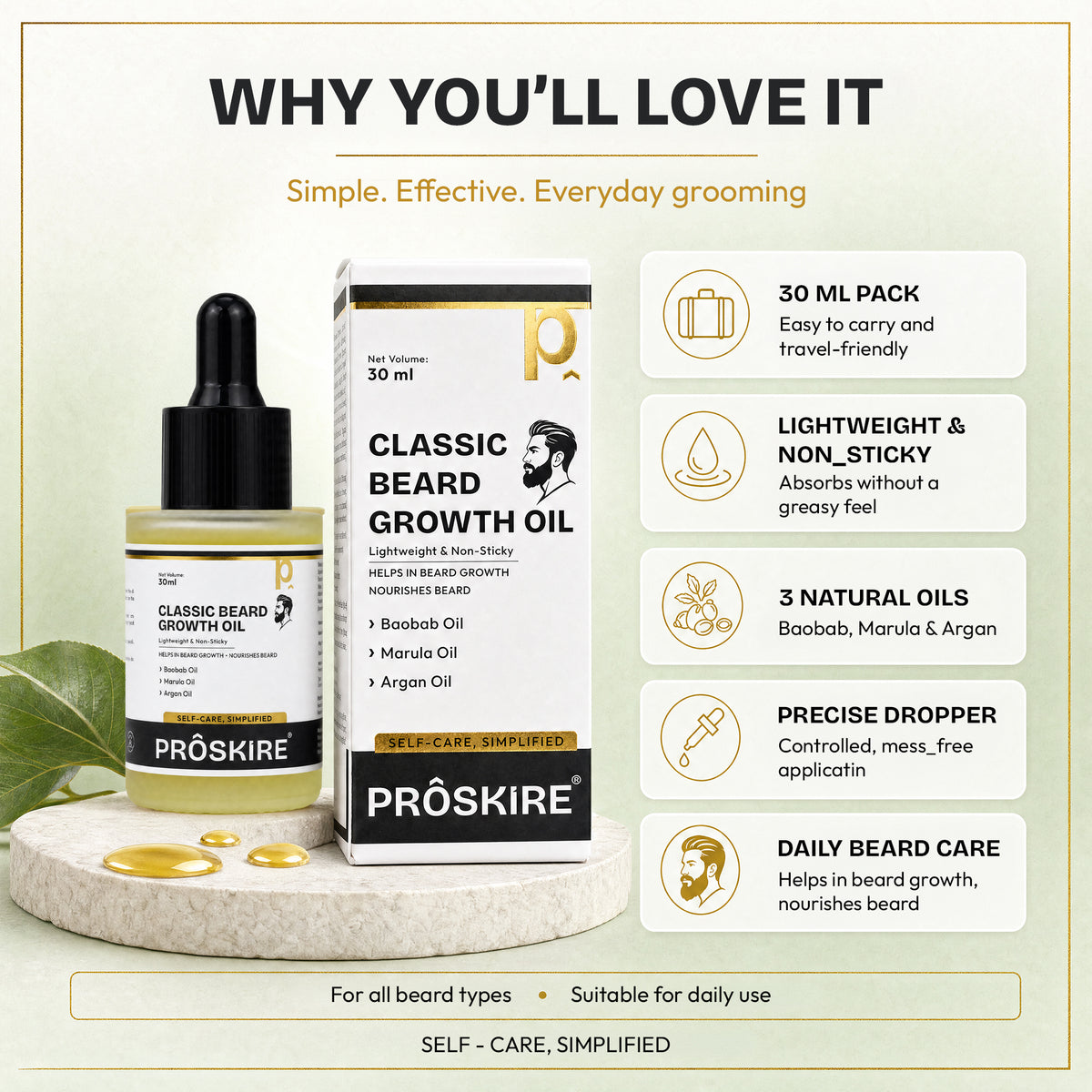 Proskire Classic Beard Growth Oil 30ml