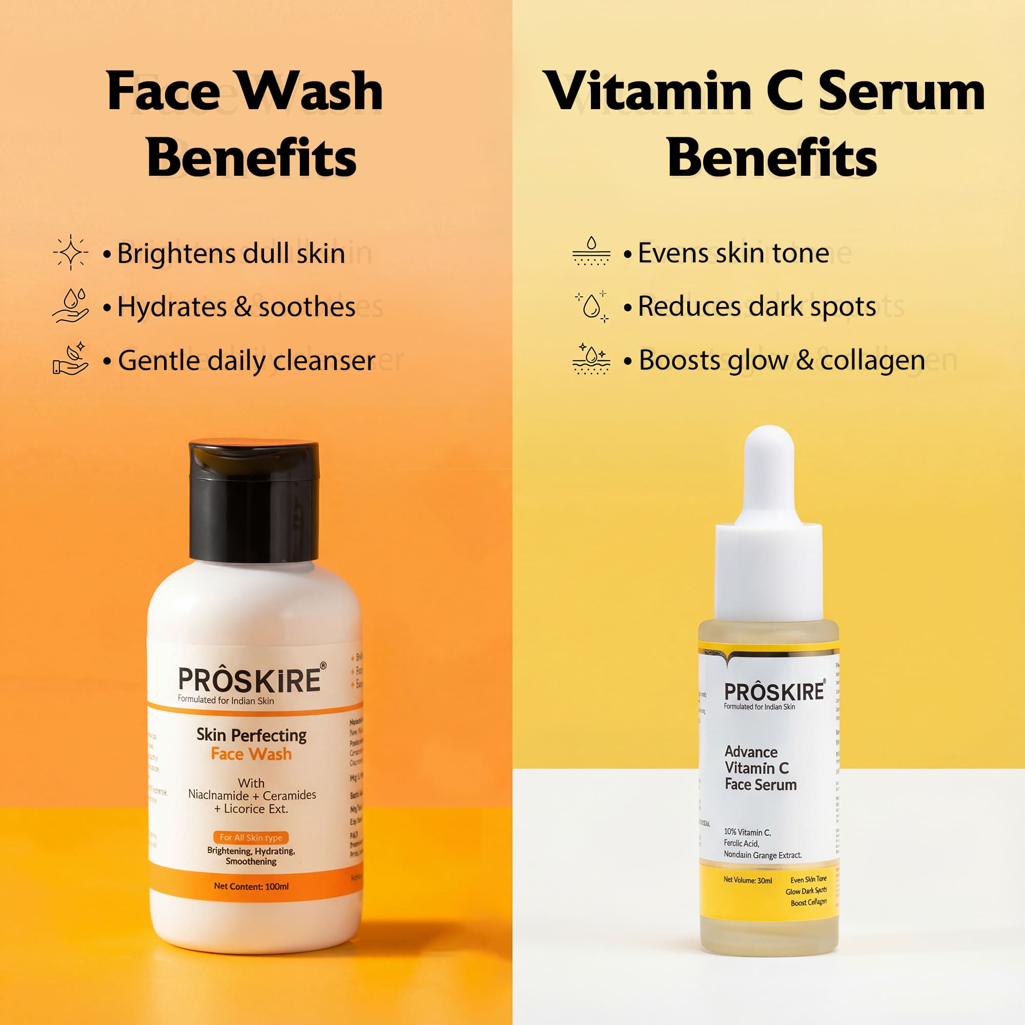 Vitamin C Serum with Skin Perfecting Face Wash Combo Pack of 2 (130ml)