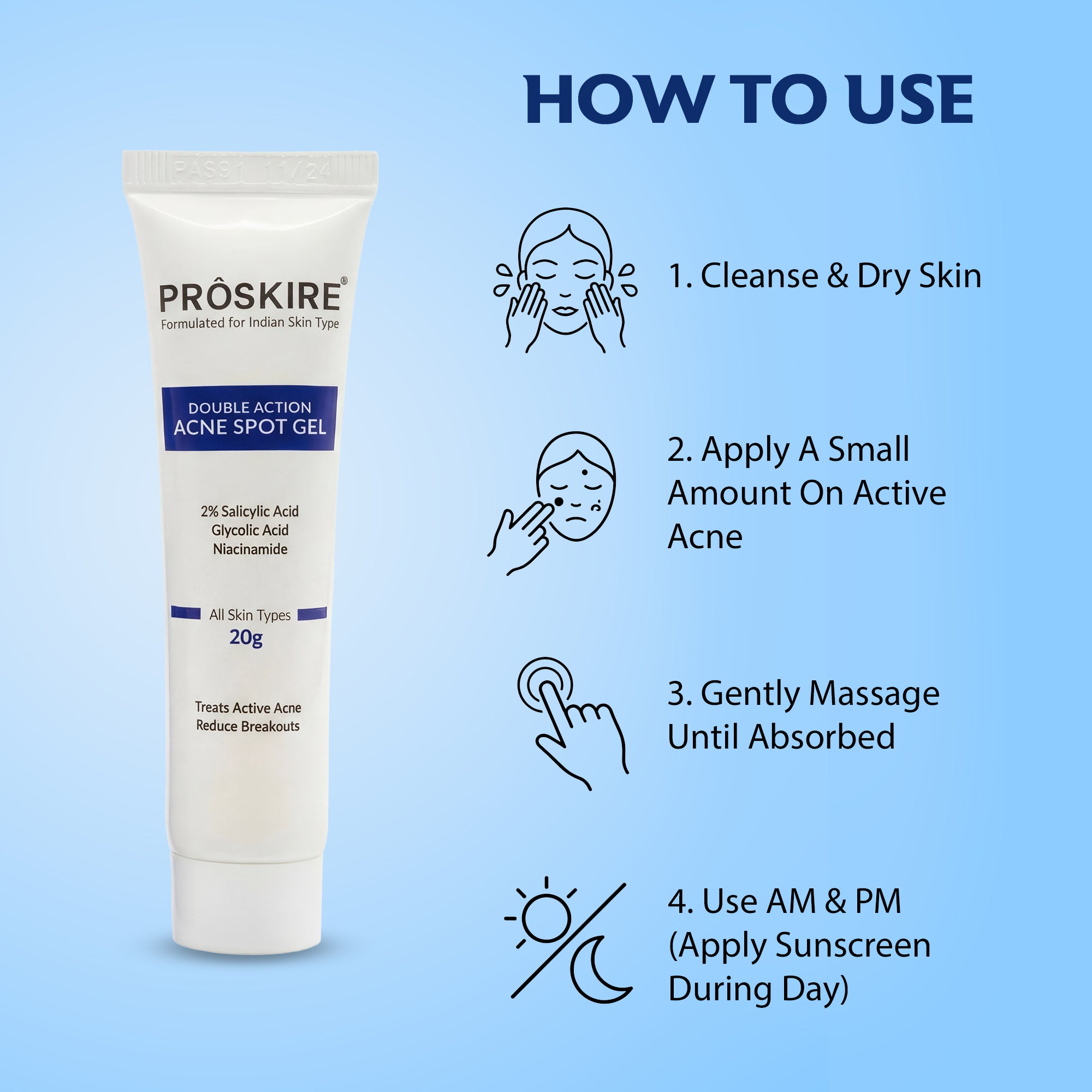 Acne Spot Gel for Pimples, Blackheads & Breakouts (20gm)