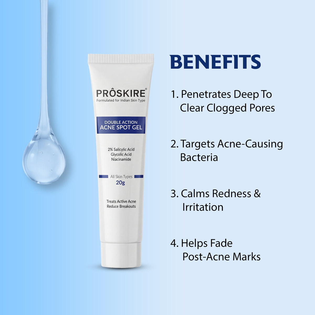 Acne Spot Gel for Pimples, Blackheads & Breakouts 20g