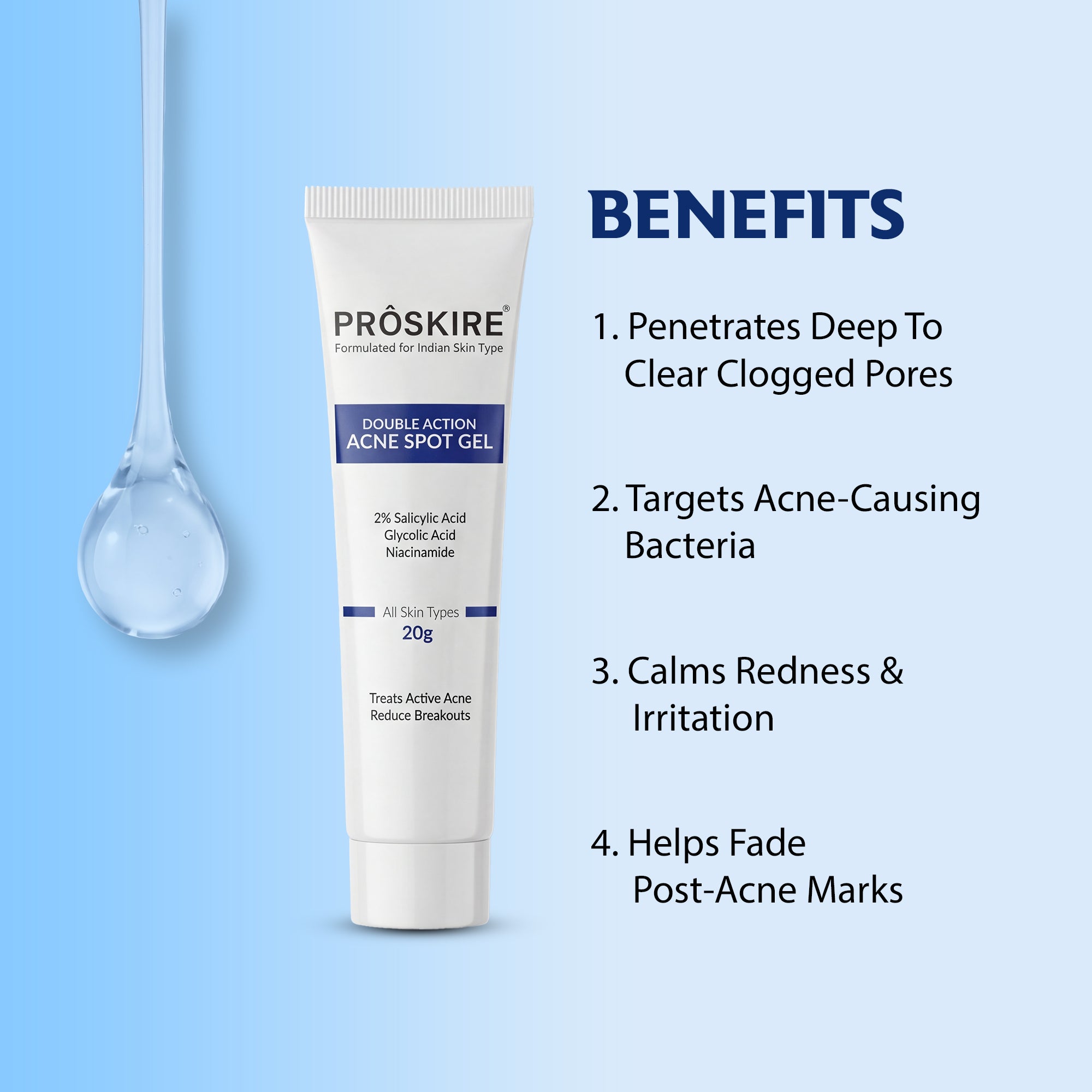 Acne Spot Gel for Pimples, Blackheads & Breakouts (20gm)