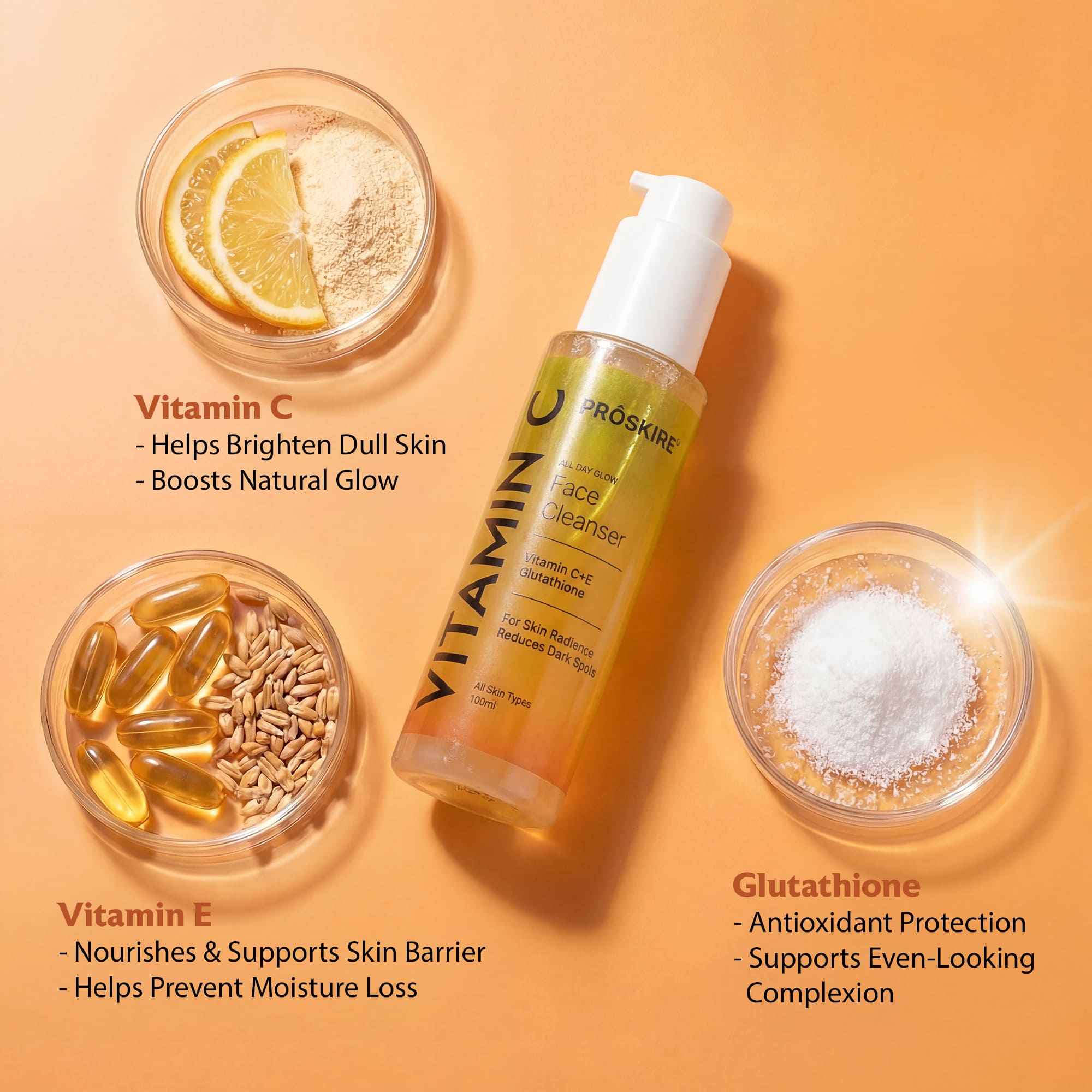 Vitamin C Face Cleanser For Daily Glow & Brightness (100ml)