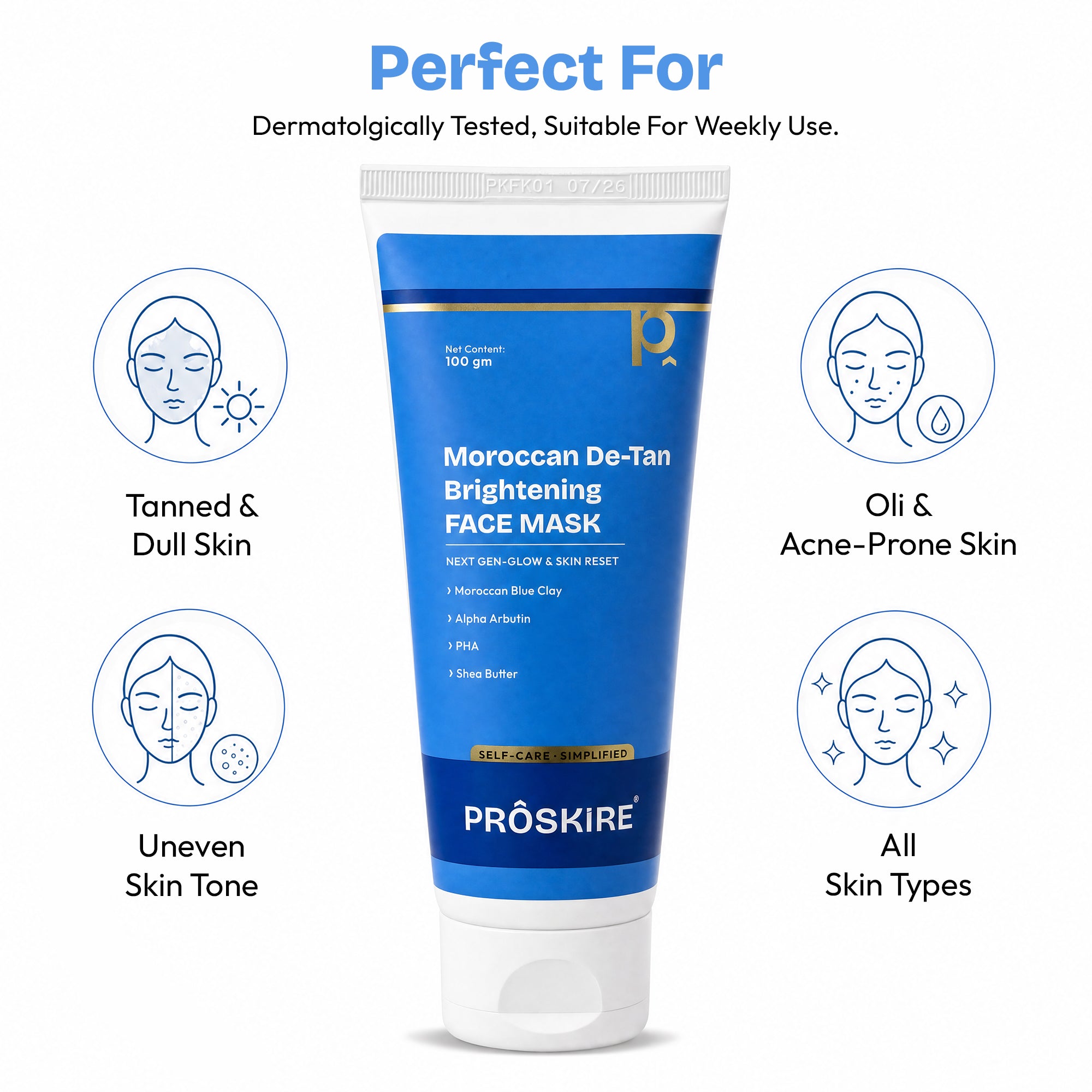 Proskire Moroccan De-Tan Brightening Face Mask 100g