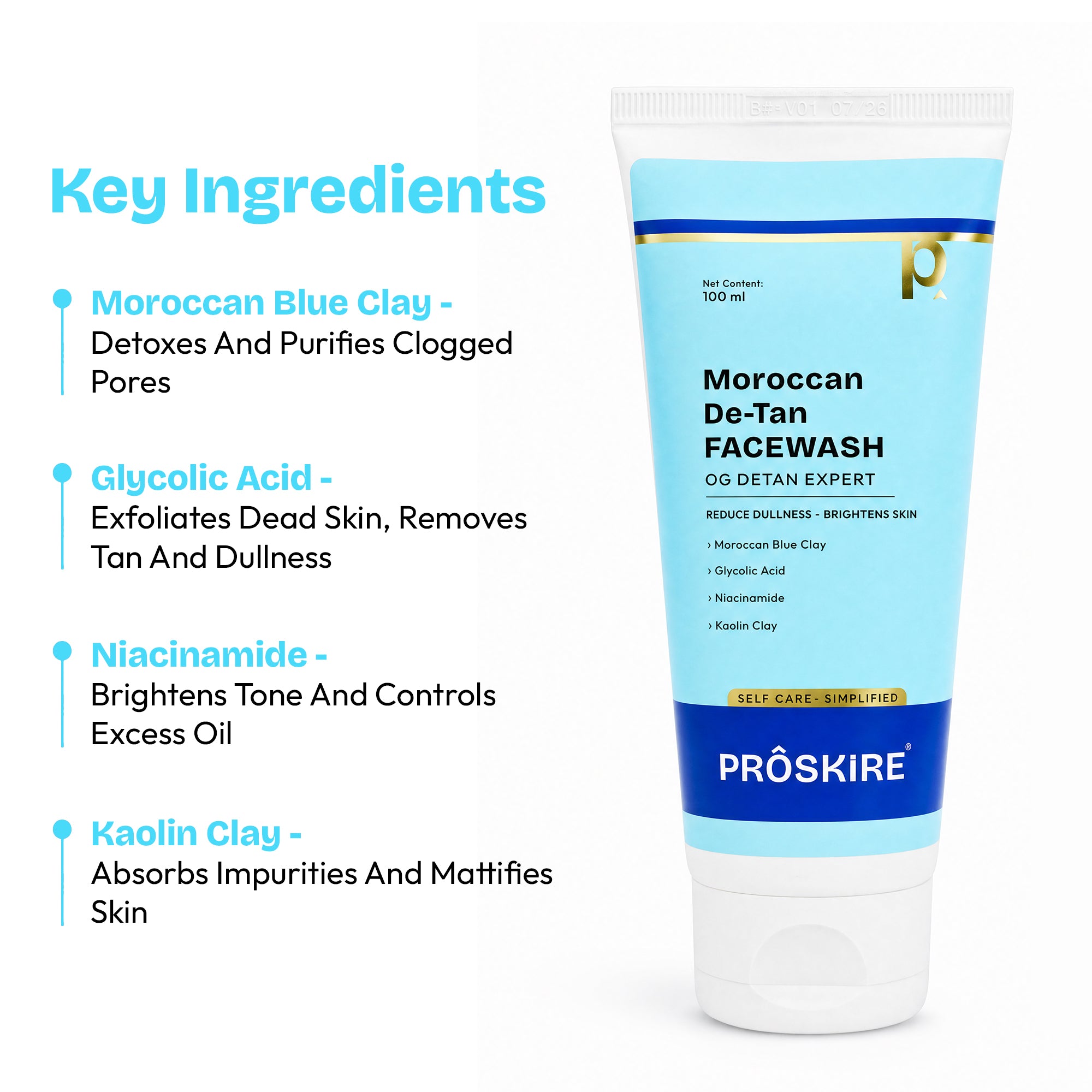 Proskire Moroccan De-Tan Face Wash 100ml