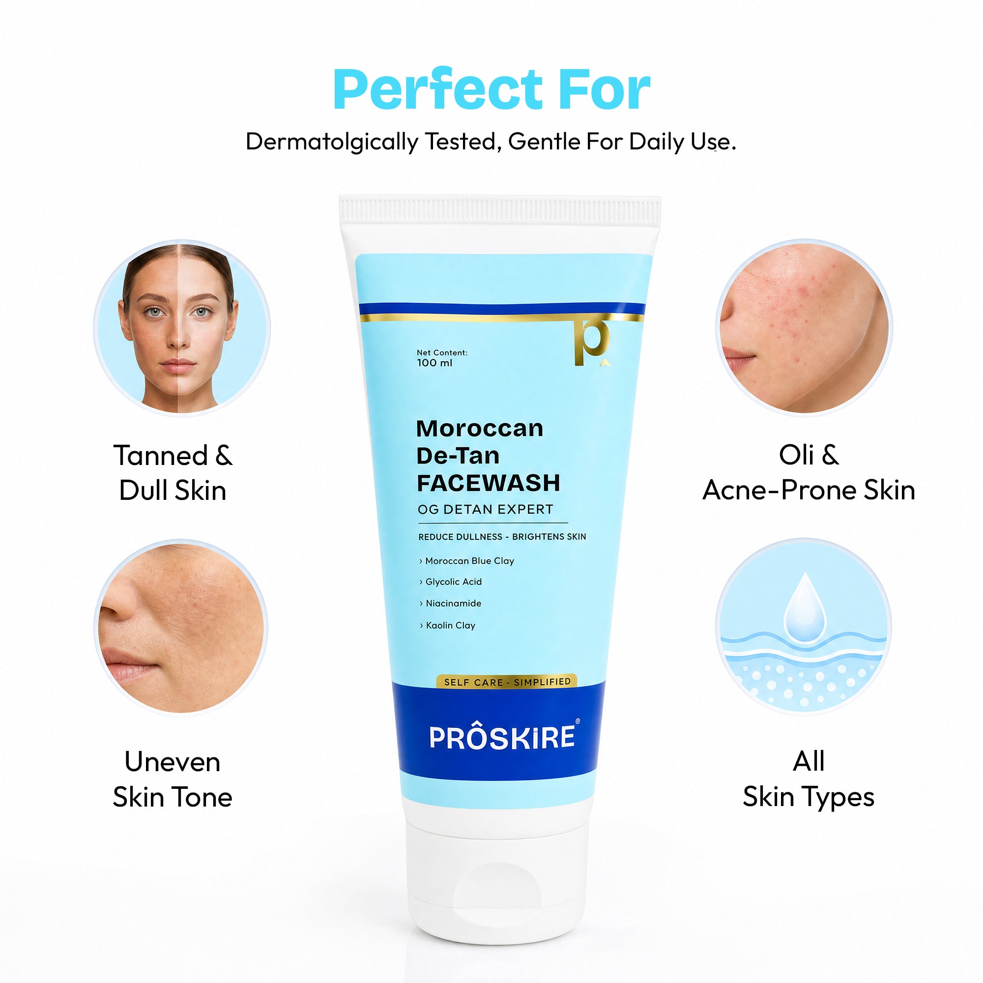 Proskire Moroccan De-Tan Face Wash 100ml
