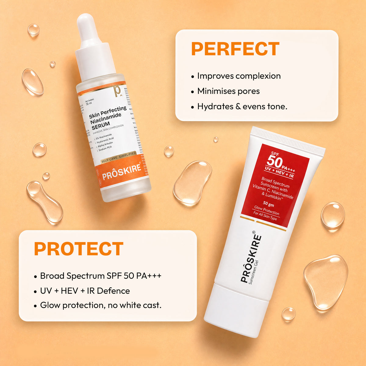 Niacinamide Serum + SPF 50 Pore Control & UV Defense (30ml + 50 Gm)