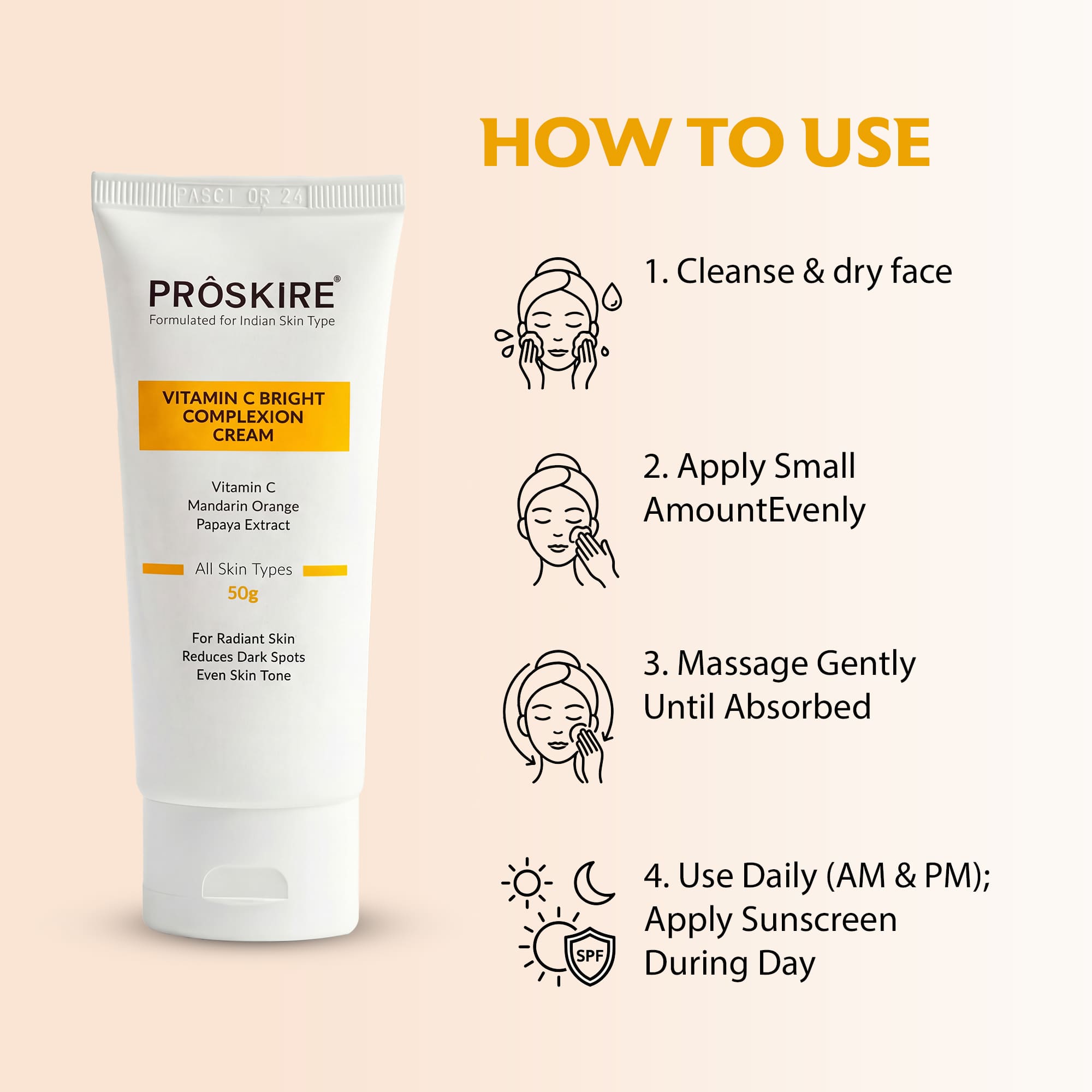 Vitamin C Brightening Cream For Dull, Uneven Skin Tone (50gm)