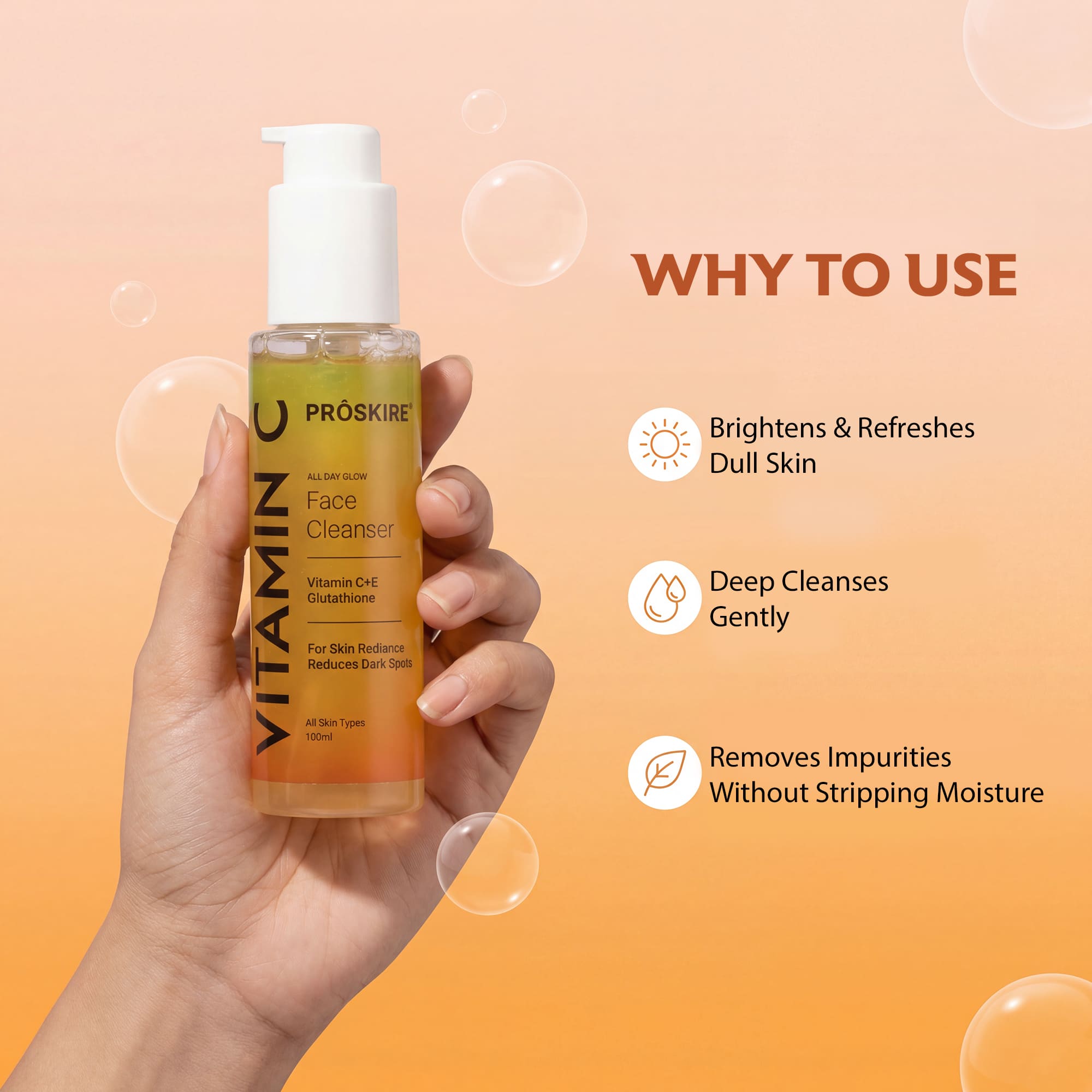 Vitamin C Face Cleanser For Daily Glow & Brightness (100ml)